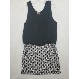 Wrangler Woman's Sleeveless Dress XL Black/White Aztec Knee Length Blouson